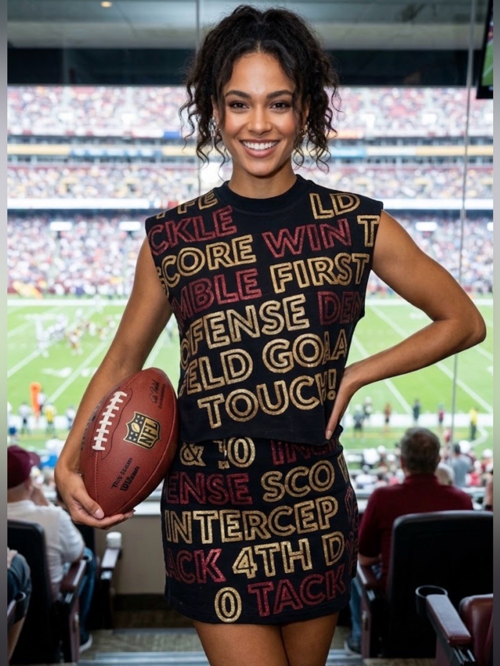New! QUEEN OF SPARKLES Black Red & Gold Football Game Day Set – RARE!